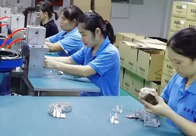 Our employees are assembling the parts.