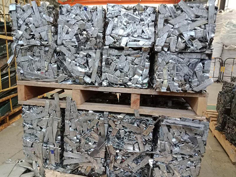 Neatly stacked chunks of scrap materials