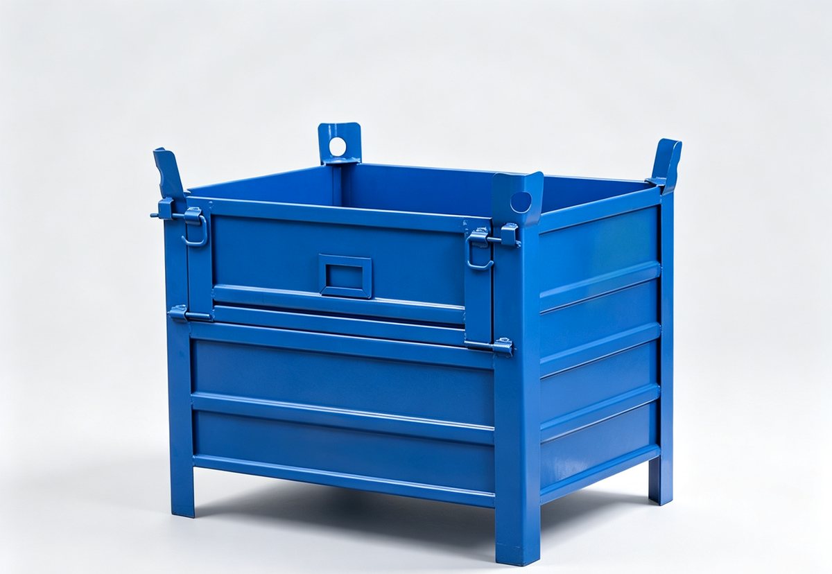 Folding steel panel bin