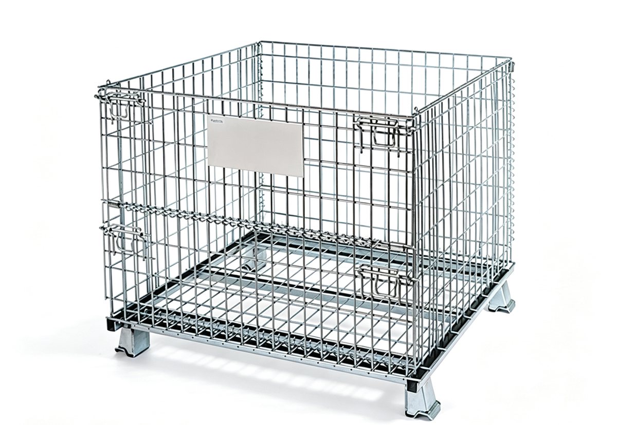 Wire mesh box with a half drop gate