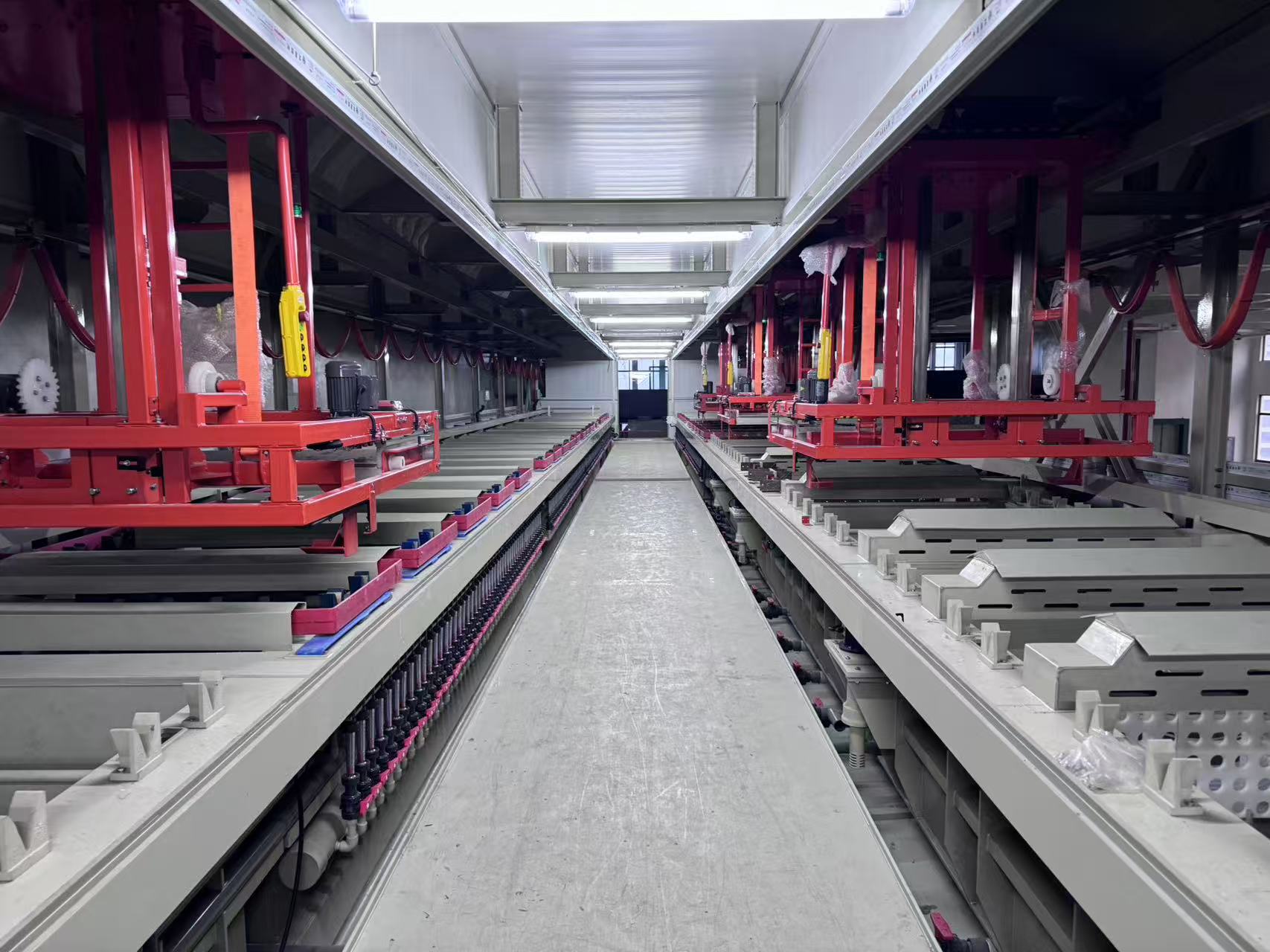 Barrel plating line in operation