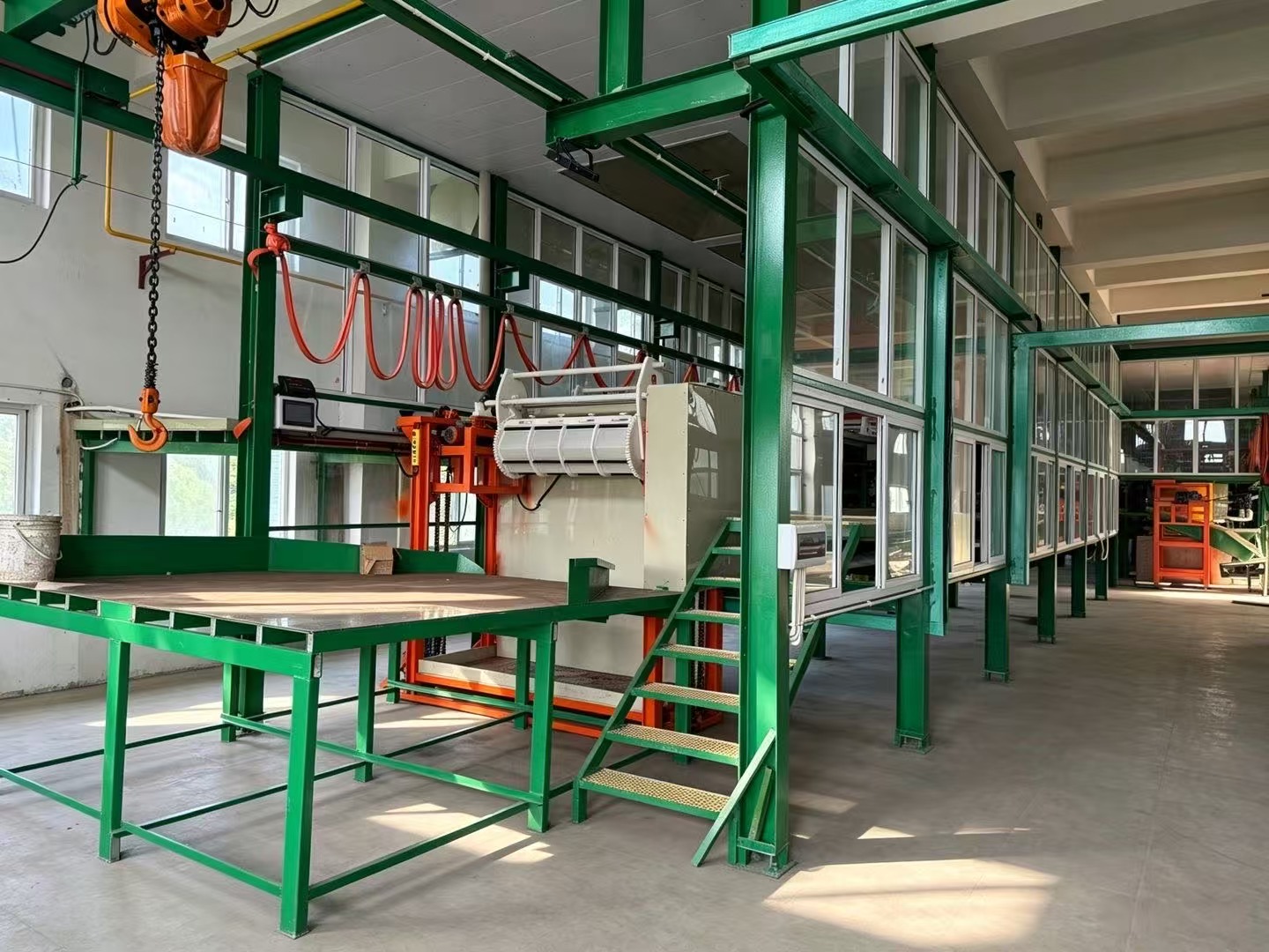 Barrel plating line discharge area